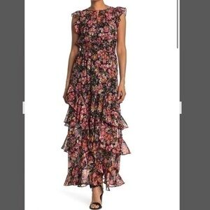 Rachel Roy Issa floral ruffle maxi dress size 6 similar to Doen alouette dress
